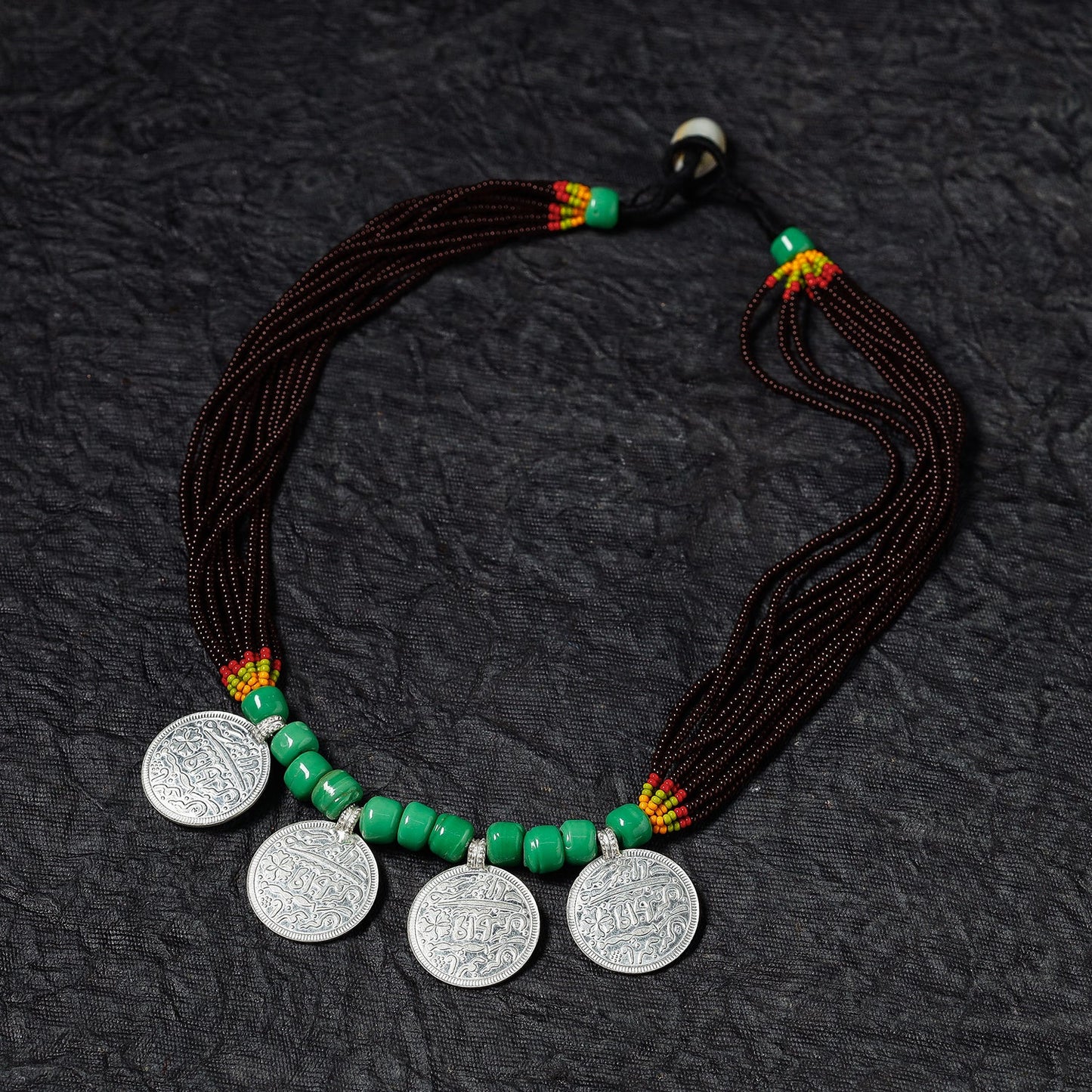  Bead & Coin Work Handmade Baiga Tribal Necklace 
