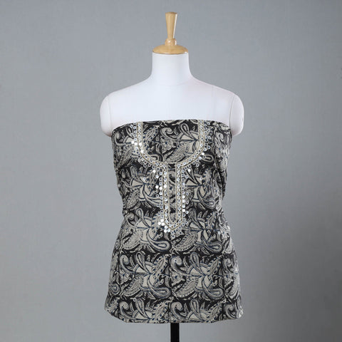  Bead Work Embroidery Kalamkari Block Printed Cotton Kurta Material Online at iTokri.com