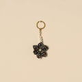 Beaded fabart flower keychain 07 - handcrafted