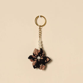 Beaded fabart flower keychain 13 - handcrafted