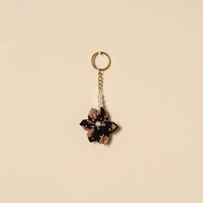 Beaded fabart flower keychain 13 - handcrafted