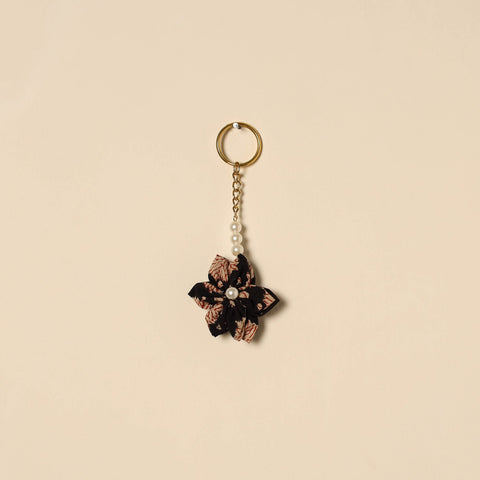 Beaded fabart flower keychain 13 - handcrafted