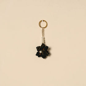 Beaded fabart flower keychain 21 - handcrafted