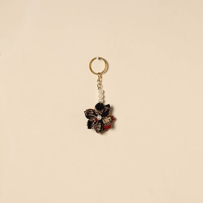 Beaded fabart flower keychain 22 - handcrafted