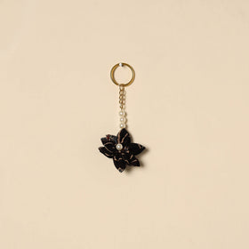 Beaded fabart flower keychain 23 - handcrafted