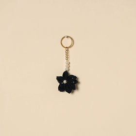 Beaded fabart flower keychain 26 - handcrafted