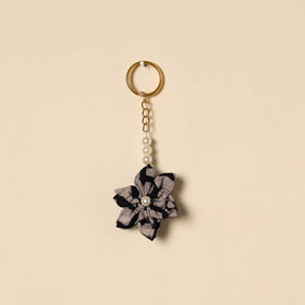 Beaded fabart flower keychain 35 - handcrafted
