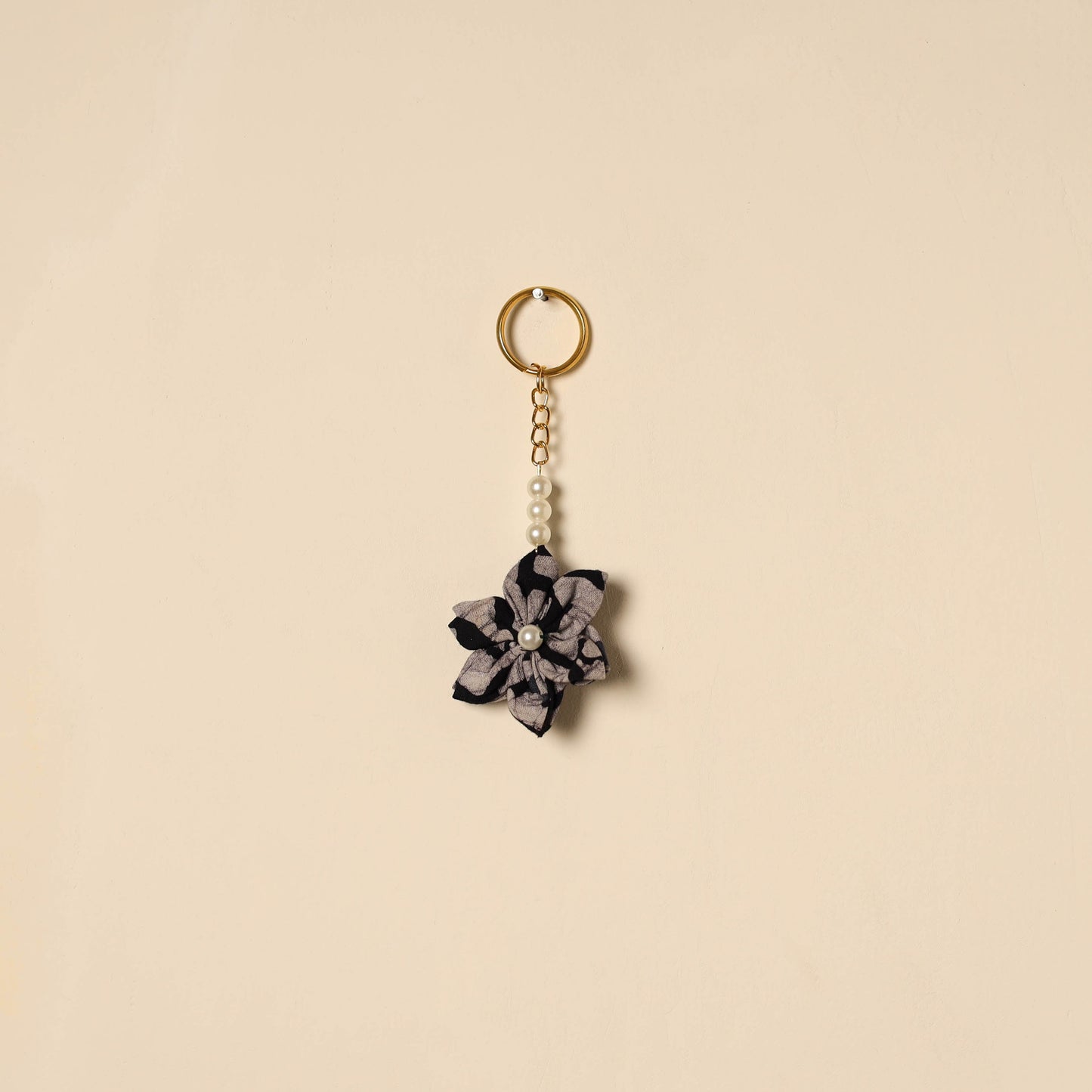 Beaded fabart flower keychain 35 - handcrafted