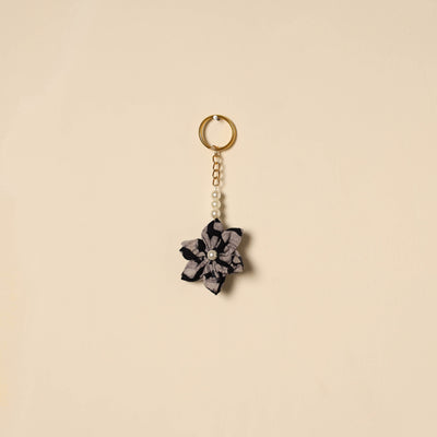 Beaded fabart flower keychain 35 - handcrafted