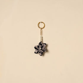 Beaded fabart flower keychain 35 - handcrafted