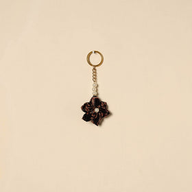 Beaded fabart flower keychain 38 - handcrafted