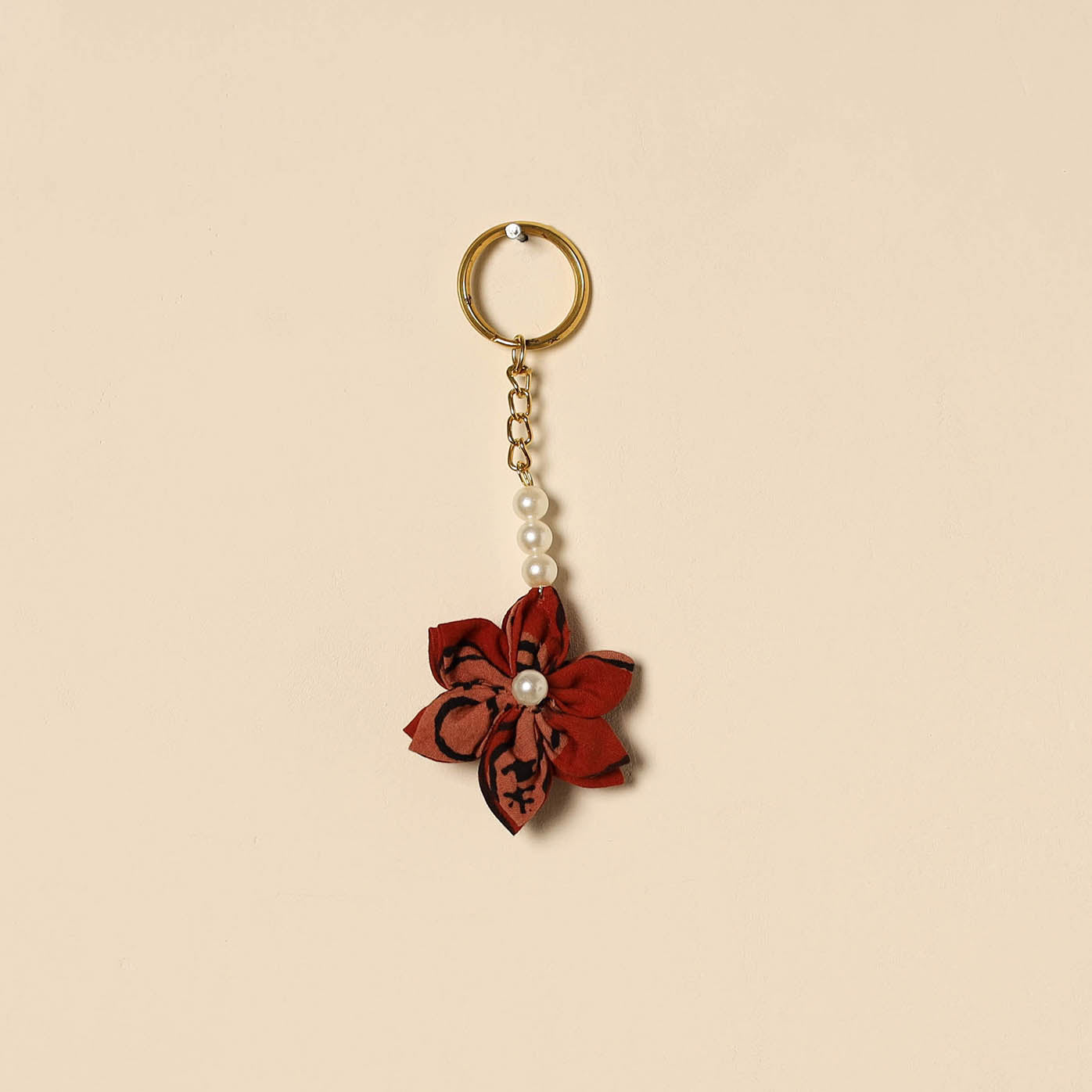 Beaded fabart flower keychain 43 - handcrafted