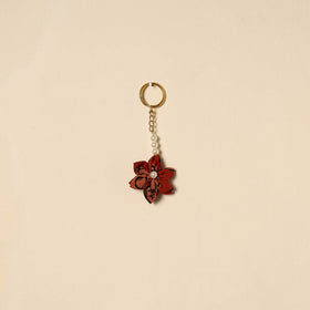 Beaded fabart flower keychain 43 - handcrafted