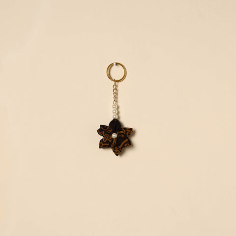 Beaded fabart flower keychain 44 - handcrafted