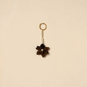 Beaded fabart flower keychain 44 - handcrafted