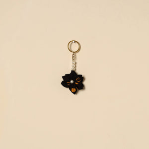 Beaded fabart flower keychain 61 - handcrafted