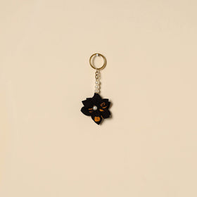 Beaded fabart flower keychain 61 - handcrafted