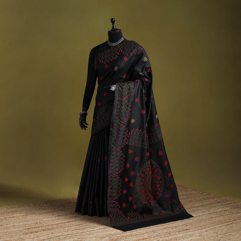 Bengal hand embroidered silk nakshi kantha saree 22