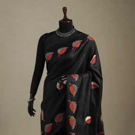 Black - bengal hand embroidery banarasi silk handloom