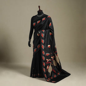 Black - bengal hand embroidery banarasi silk handloom
