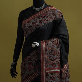 Bengal hand embroidery bangalore silk handloom kantha saree