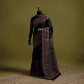 Bengal hand embroidery bangalore silk handloom kantha saree