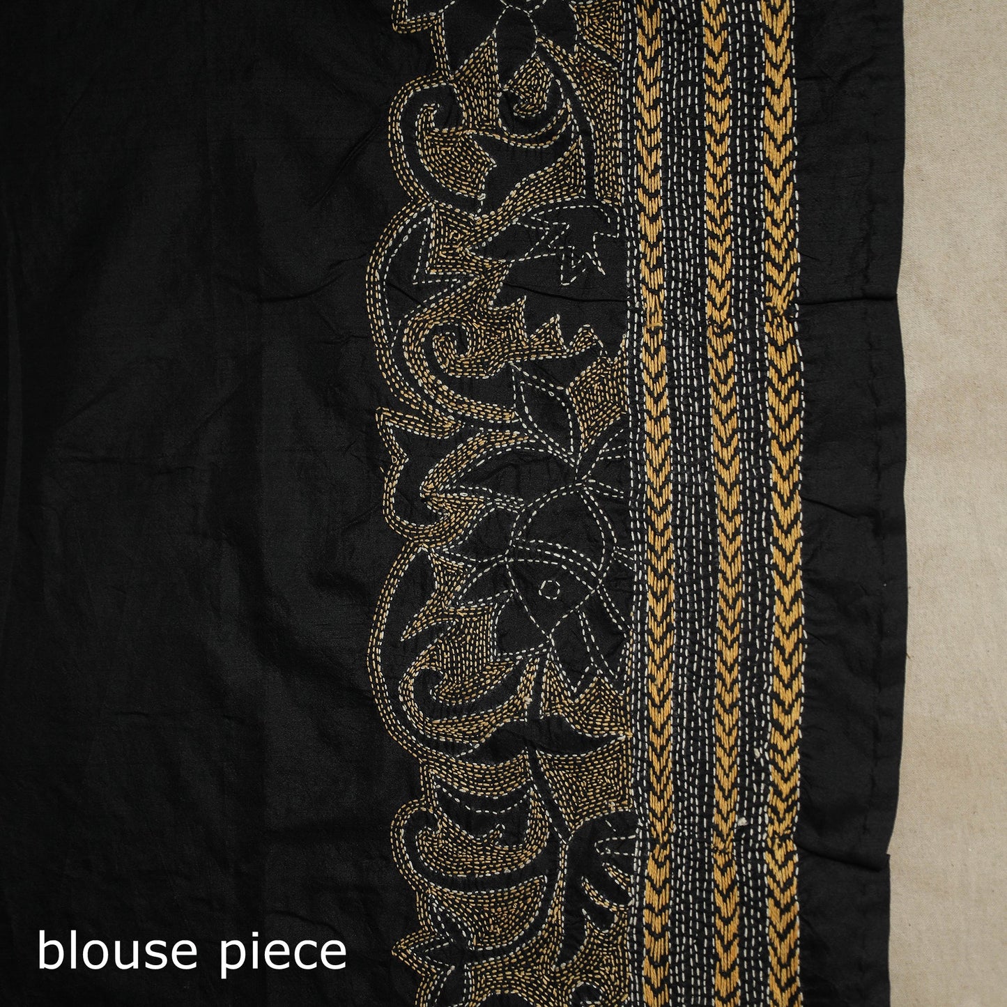 Black - bengal hand embroidery bangalore silk handloom