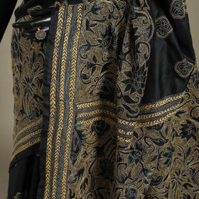 Black - bengal hand embroidery bangalore silk handloom