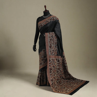 Black - bengal hand embroidery bangalore silk handloom