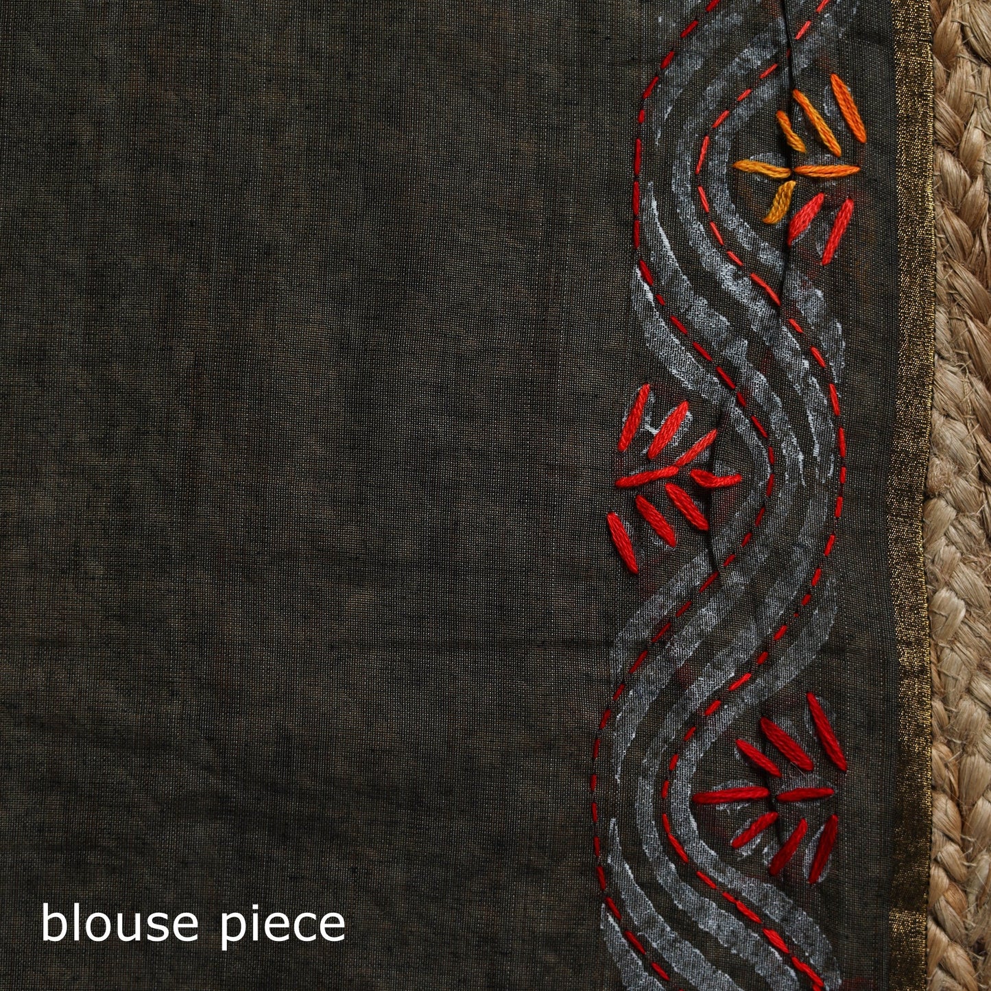 Bengal hand embroidery silk cotton chapa work kantha saree