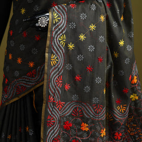 Bengal hand embroidery silk cotton chapa work kantha saree