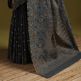 Bengal hand embroidery silk cotton kantha saree 05