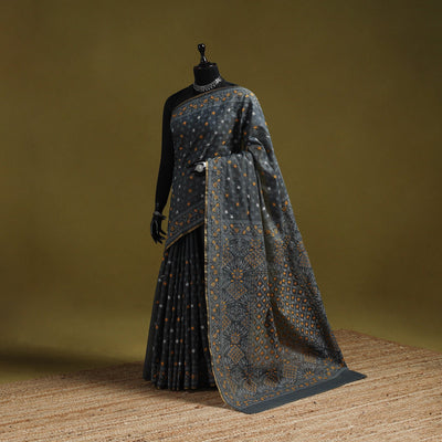 Bengal hand embroidery silk cotton kantha saree 05