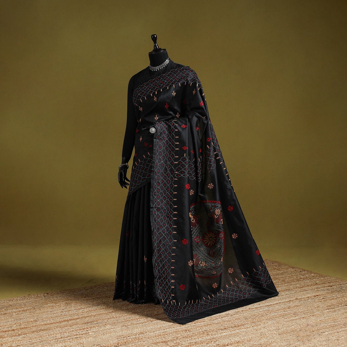 Bengal hand embroidery silk nakshi kantha saree 54