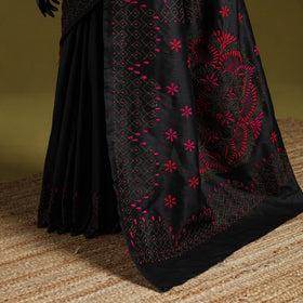 Bengal hand embroidery silk nakshi kantha saree 55