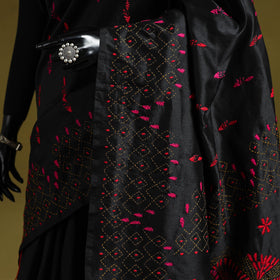 Bengal hand embroidery silk nakshi kantha saree 55