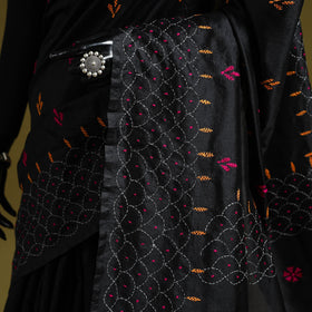 Bengal hand embroidery silk nakshi kantha saree 56