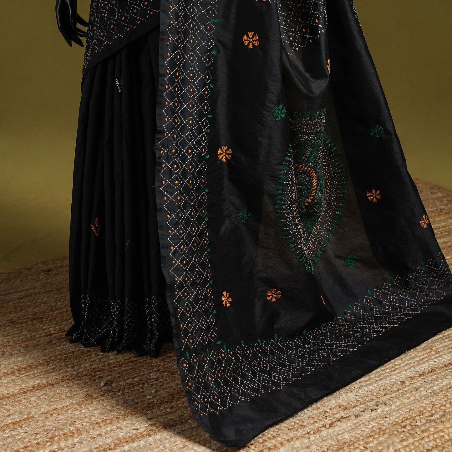 Bengal hand embroidery silk nakshi kantha saree 60