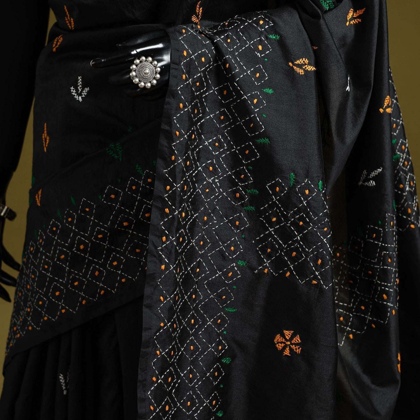 Bengal hand embroidery silk nakshi kantha saree 60