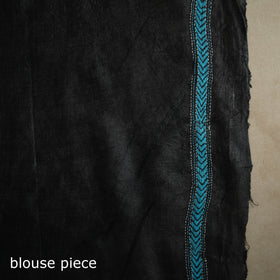 Black - bengal hand embroidery tussar silk handloom kantha