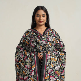 Black - bengal handloom silk kantha embroidery dupatta 06