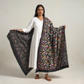 Black - bengal handloom silk kantha embroidery dupatta 06