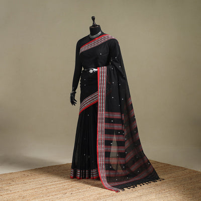 Black - bengal handwoven cotton begumpuri saree 06