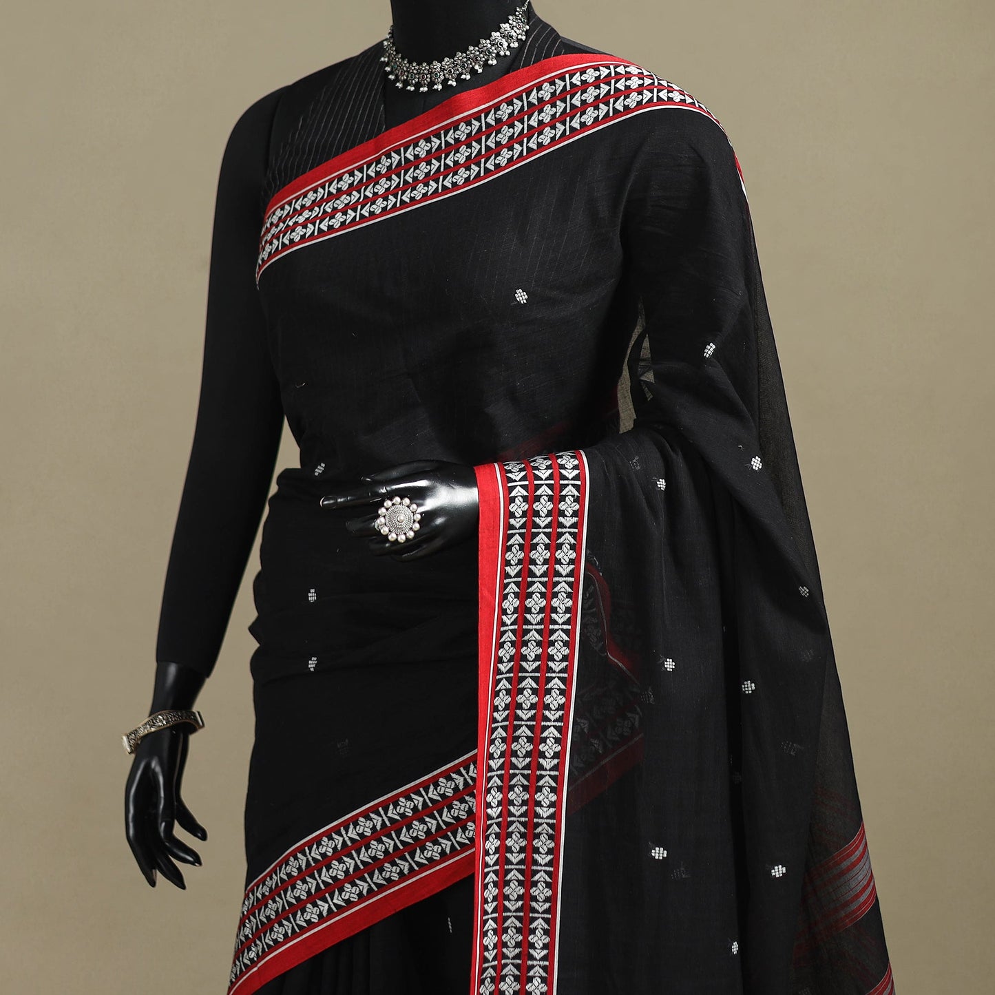 Black - bengal handwoven cotton begumpuri saree 06