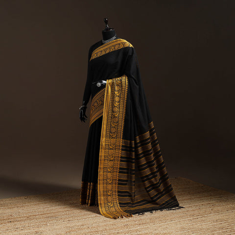Black - bengal handwoven cotton begumpuri saree 06