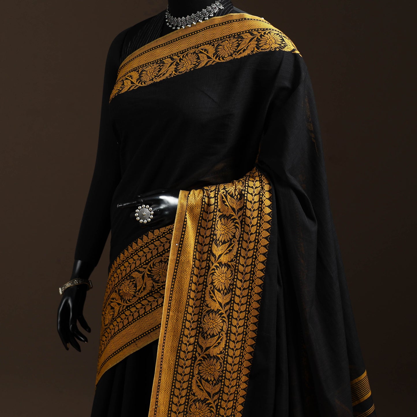 Black - bengal handwoven cotton begumpuri saree 06