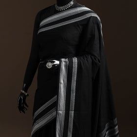 Black - bengal handwoven cotton begumpuri saree 12