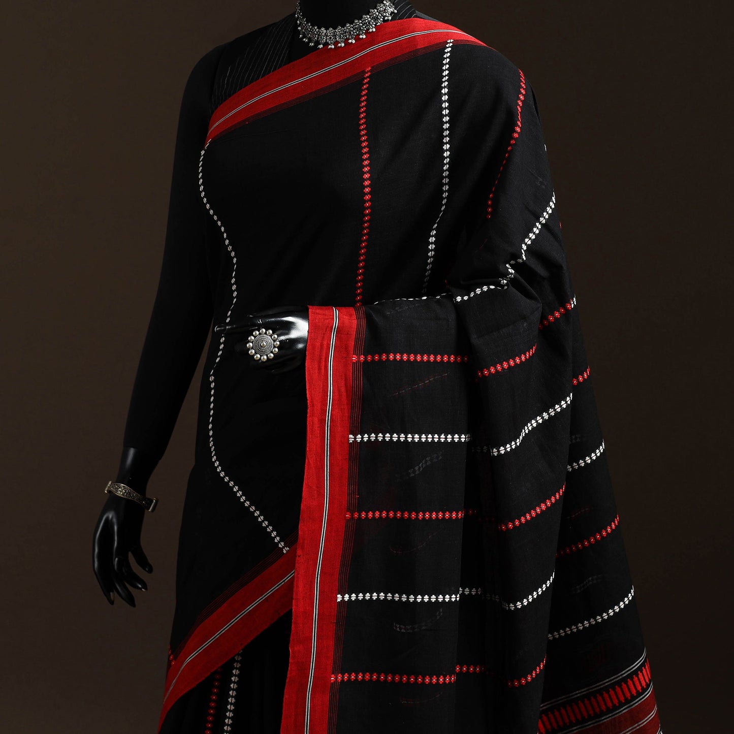 Black - bengal handwoven cotton begumpuri saree 35