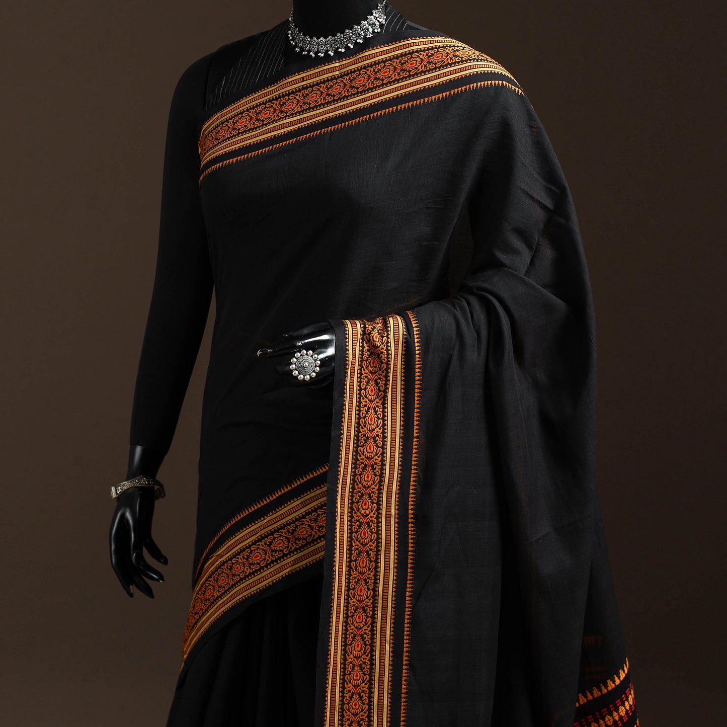 Black - bengal handwoven cotton begumpuri saree 36