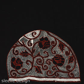 Black - Bengal Kantha Embroidery Cotton Blouse Piece 50